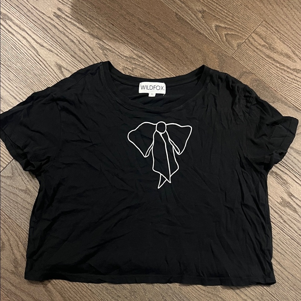 Wildfox Black Crop Top with Bow Design